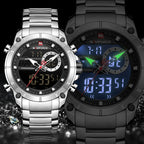 Naviforce Stainless Steel Dual Time Watch