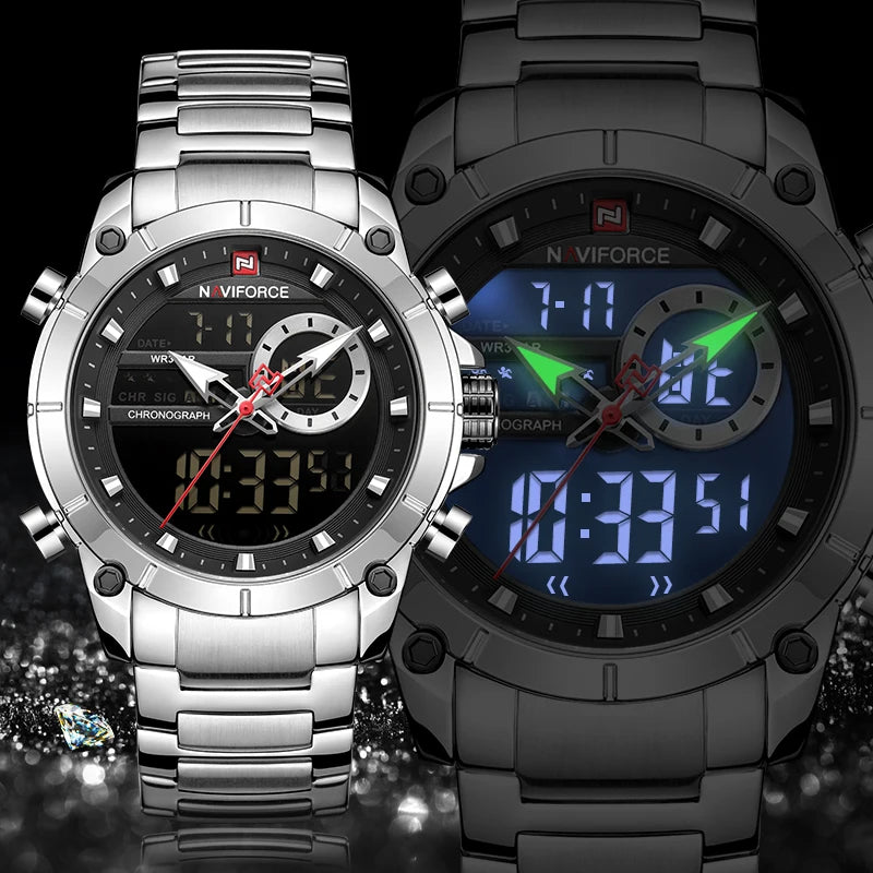 Relógio Naviforce Dual Time Aço Inoxidável