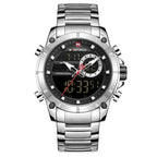 Naviforce Stainless Steel Dual Time Watch