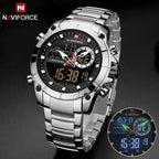 Naviforce Stainless Steel Dual Time Watch