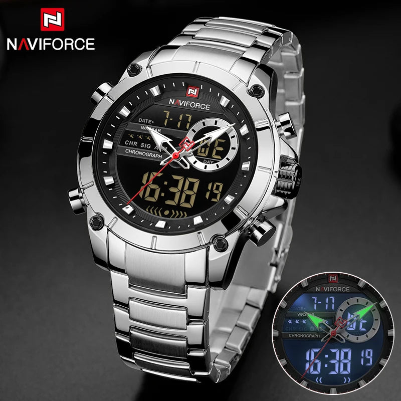 Relógio Naviforce Dual Time Aço Inoxidável