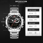 Naviforce Stainless Steel Dual Time Watch