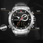 Naviforce Stainless Steel Dual Time Watch