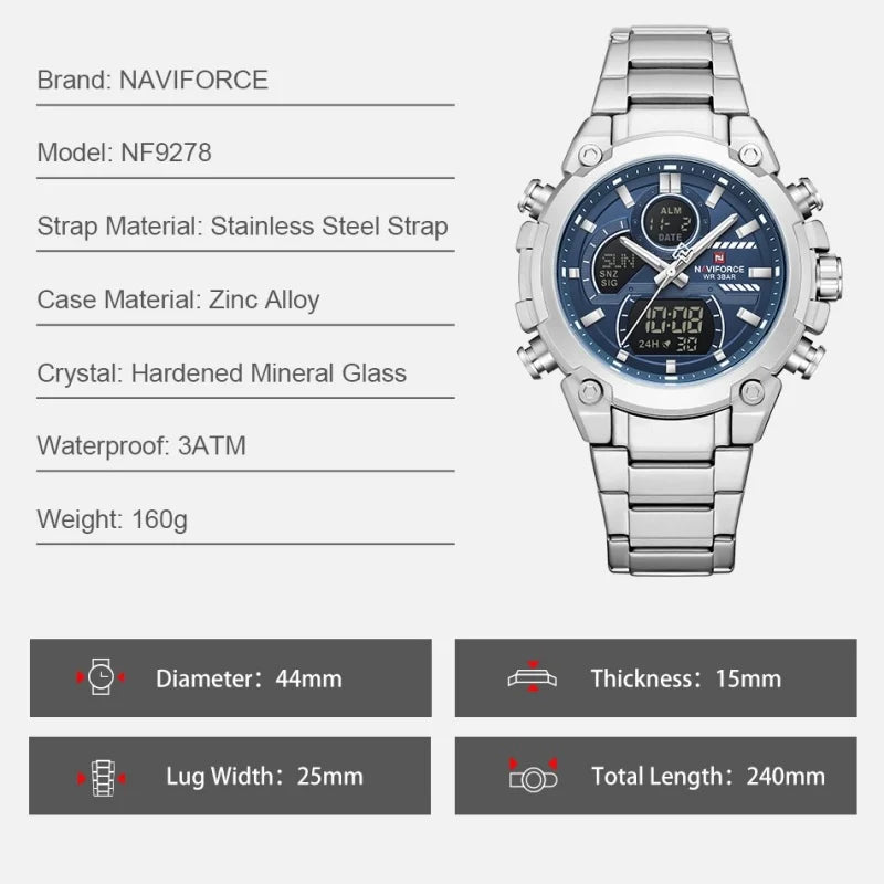 Relógio Naviforce 9278 Dual Time
